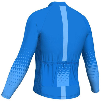 Customized Blue Men's Winter Thermal Fleece Cycling Jersey Long Sleeve