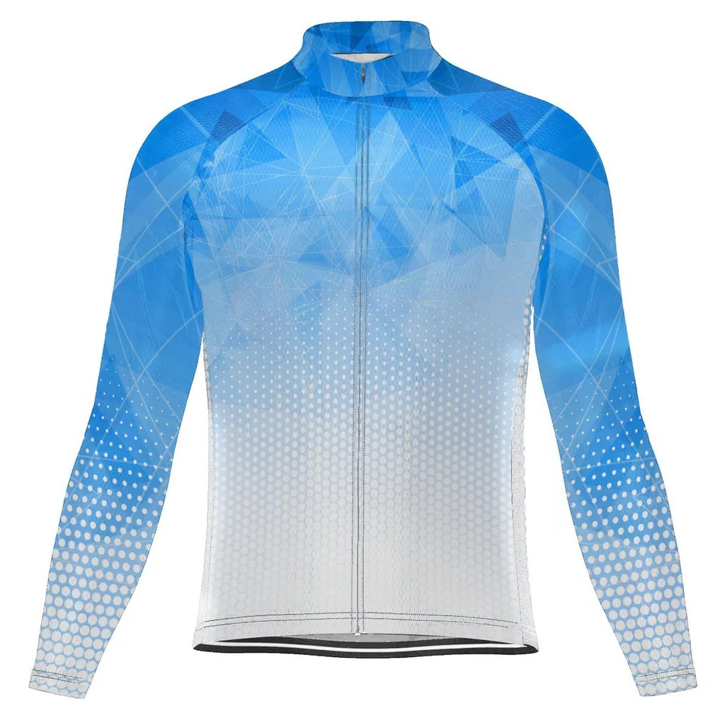 Customized Blue Men's Winter Thermal Fleece Cycling Jersey Long Sleeve