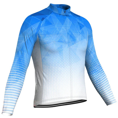 Customized Blue Men's Winter Thermal Fleece Cycling Jersey Long Sleeve