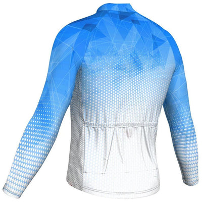 Customized Blue Men's Winter Thermal Fleece Cycling Jersey Long Sleeve