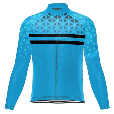 Customized Blue Men's Winter Thermal Fleece Cycling Jersey Long Sleeve