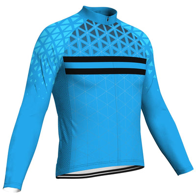 Customized Blue Men's Winter Thermal Fleece Cycling Jersey Long Sleeve