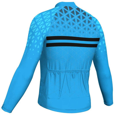 Customized Blue Men's Winter Thermal Fleece Cycling Jersey Long Sleeve