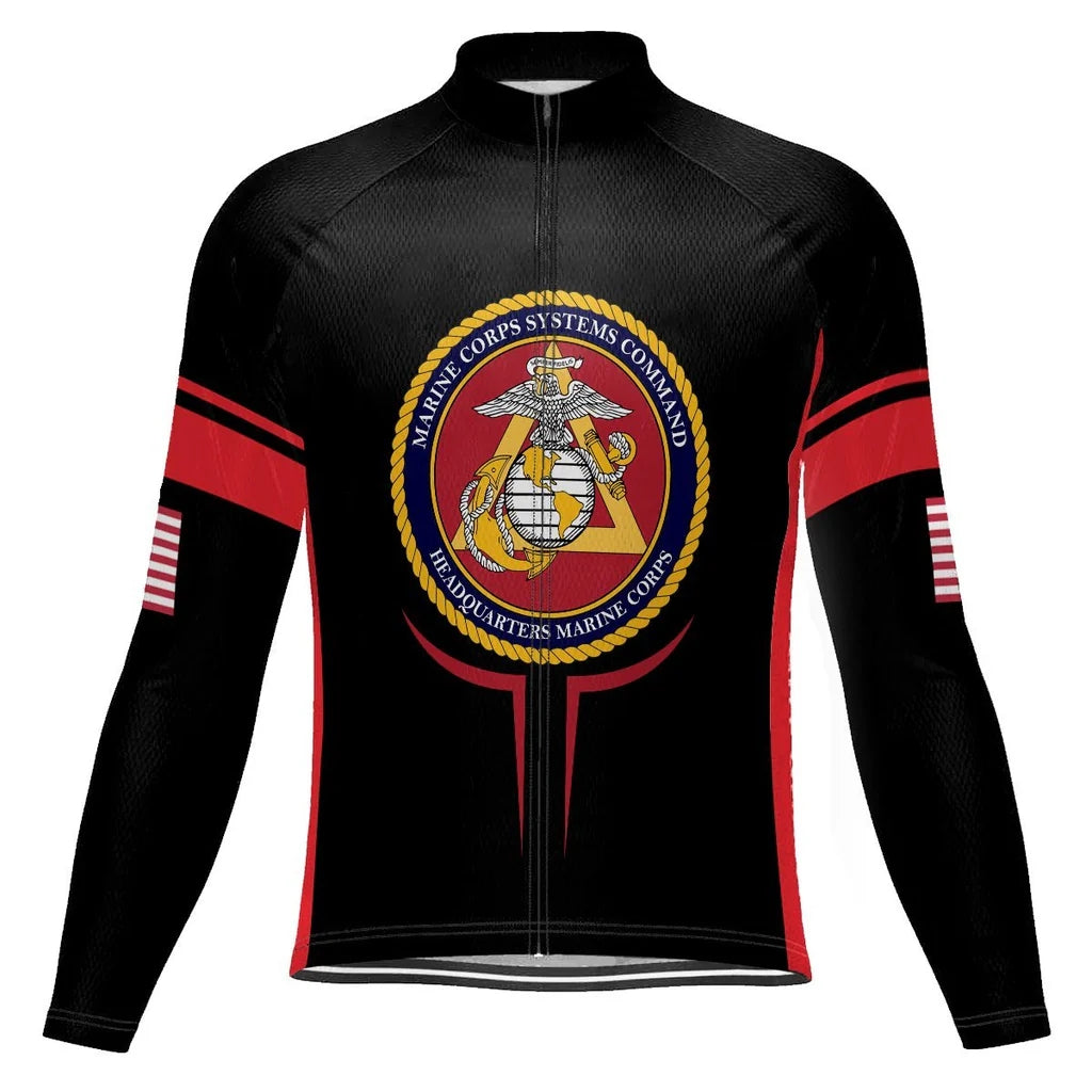 Customized Marine Corps Men's Winter Thermal Fleece Cycling Jersey Long Sleeve