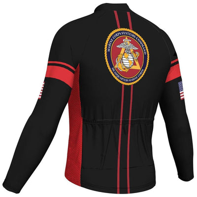 Customized Marine Corps Men's Winter Thermal Fleece Cycling Jersey Long Sleeve