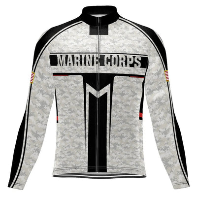 Customized Marine Corps Men's Winter Thermal Fleece Cycling Jersey Long Sleeve