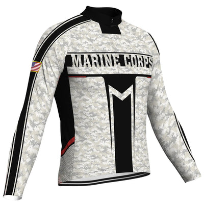 Customized Marine Corps Men's Winter Thermal Fleece Cycling Jersey Long Sleeve
