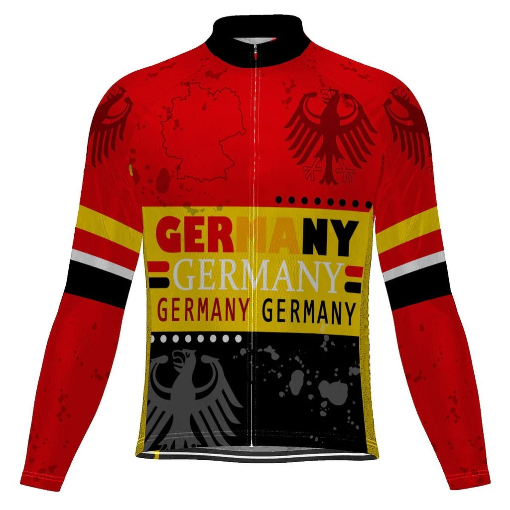 Customized Germany Men's Winter Thermal Fleece Cycling Jersey Long Sleeve