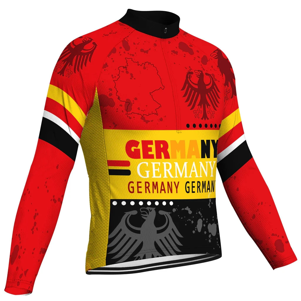 Customized Germany Men's Winter Thermal Fleece Cycling Jersey Long Sleeve