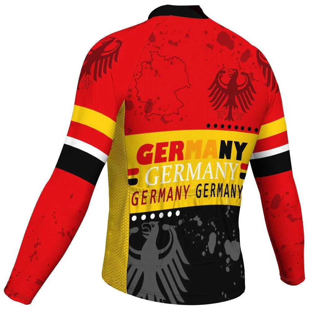 Customized Germany Men's Winter Thermal Fleece Cycling Jersey Long Sleeve