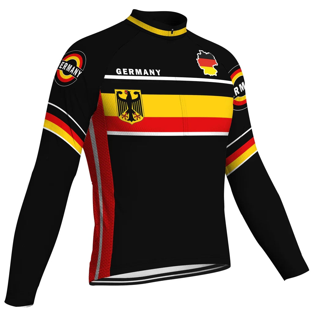 Customized Germany Men's Winter Thermal Fleece Cycling Jersey Long Sleeve
