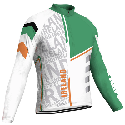 Customized Ireland Men's Winter Thermal Fleece Cycling Jersey Long Sleeve