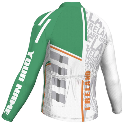 Customized Ireland Men's Winter Thermal Fleece Cycling Jersey Long Sleeve