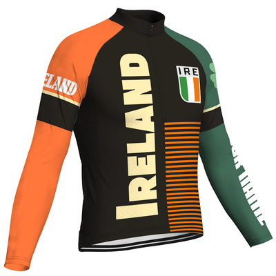 Customized Ireland Men's Winter Thermal Fleece Cycling Jersey Long Sleeve