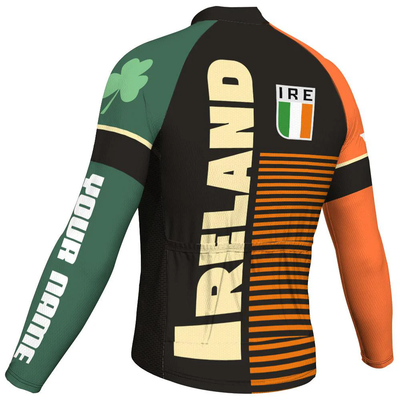 Customized Ireland Men's Winter Thermal Fleece Cycling Jersey Long Sleeve