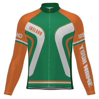 Customized Ireland Men's Winter Thermal Fleece Cycling Jersey Long Sleeve