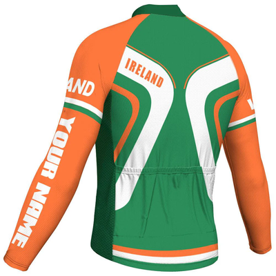 Customized Ireland Men's Winter Thermal Fleece Cycling Jersey Long Sleeve