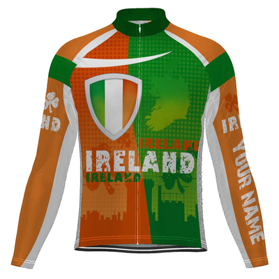 Customized Ireland Men's Winter Thermal Fleece Cycling Jersey Long Sleeve