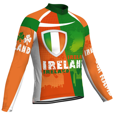 Customized Ireland Men's Winter Thermal Fleece Cycling Jersey Long Sleeve
