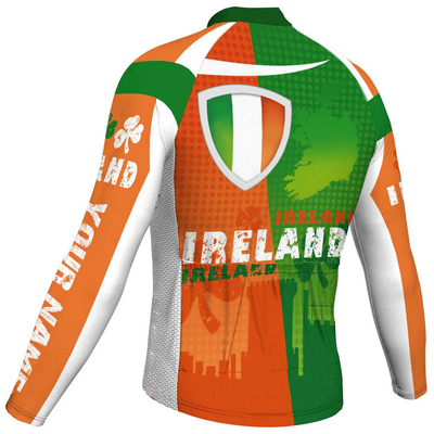 Customized Ireland Men's Winter Thermal Fleece Cycling Jersey Long Sleeve