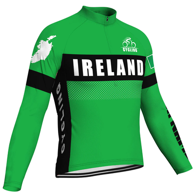 Customized Ireland Men's Winter Thermal Fleece Cycling Jersey Long Sleeve