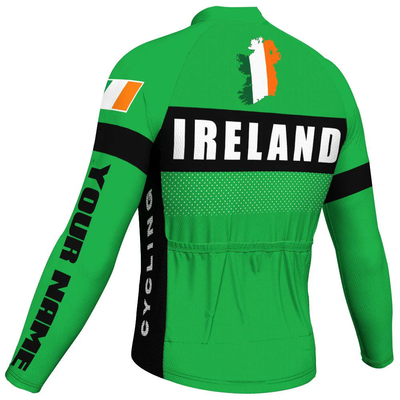 Customized Ireland Men's Winter Thermal Fleece Cycling Jersey Long Sleeve