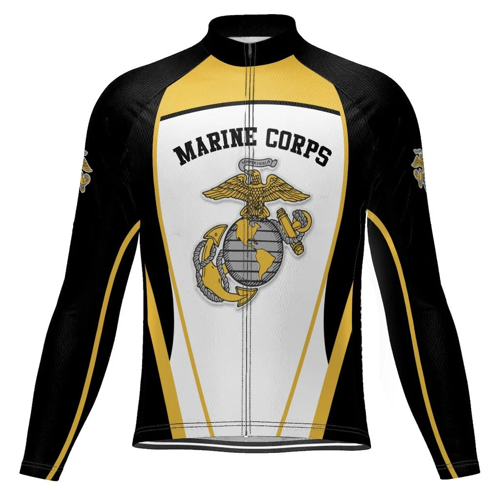 Customized Marine Corps Men's Winter Thermal Fleece Cycling Jersey Long Sleeve