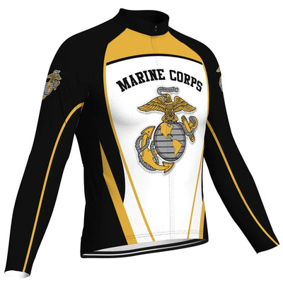 Customized Marine Corps Men's Winter Thermal Fleece Cycling Jersey Long Sleeve