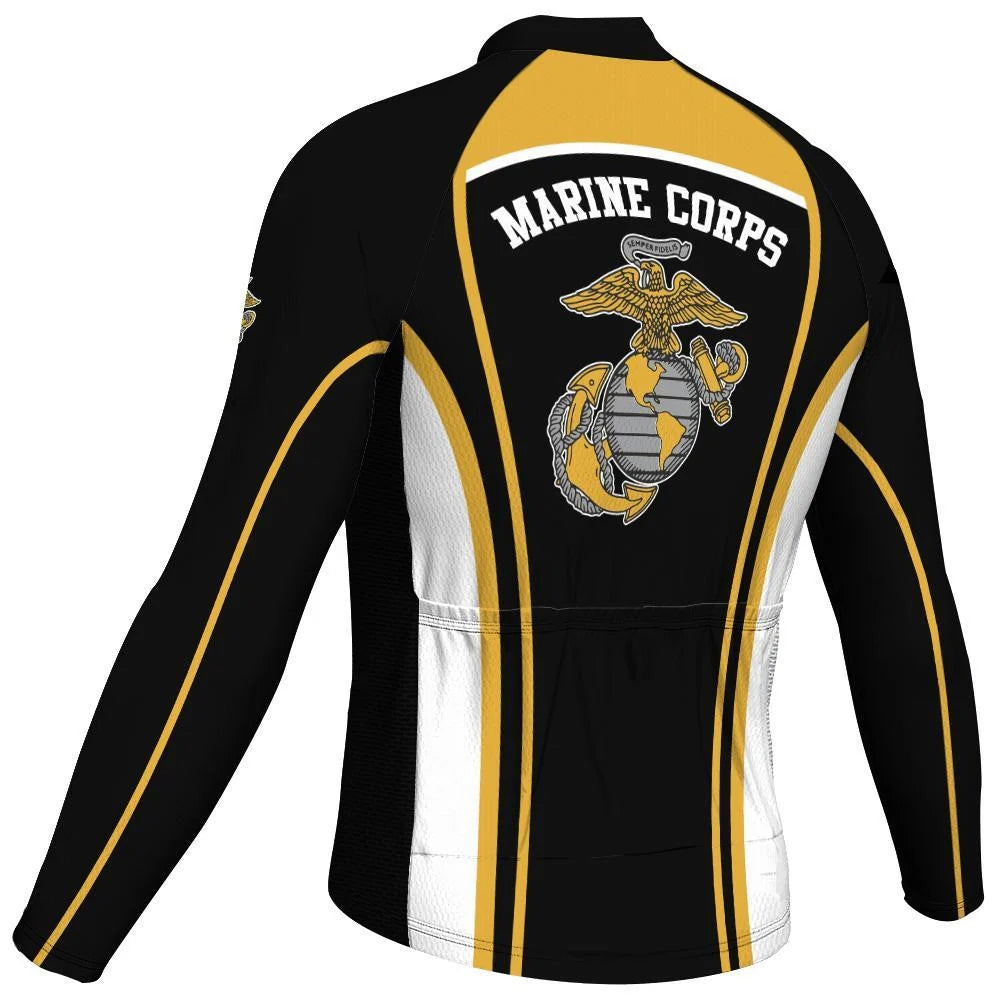 Customized Marine Corps Men's Winter Thermal Fleece Cycling Jersey Long Sleeve