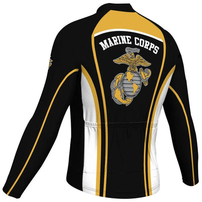 Customized Marine Corps Men's Winter Thermal Fleece Cycling Jersey Long Sleeve