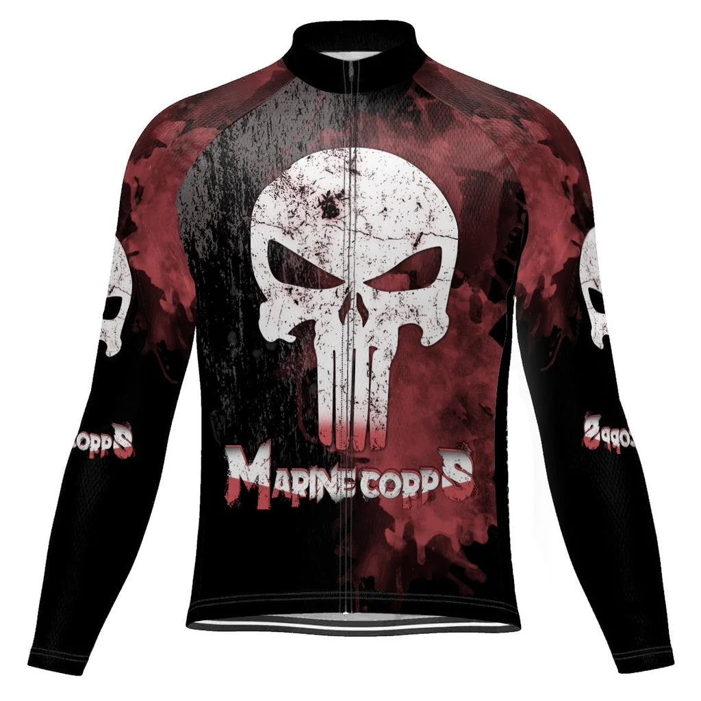 Customized Marine Corps Men's Winter Thermal Fleece Cycling Jersey Long Sleeve