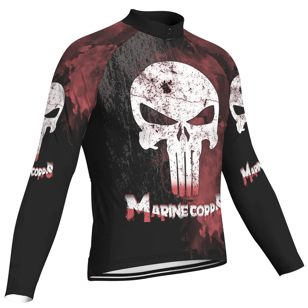 Customized Marine Corps Men's Winter Thermal Fleece Cycling Jersey Long Sleeve