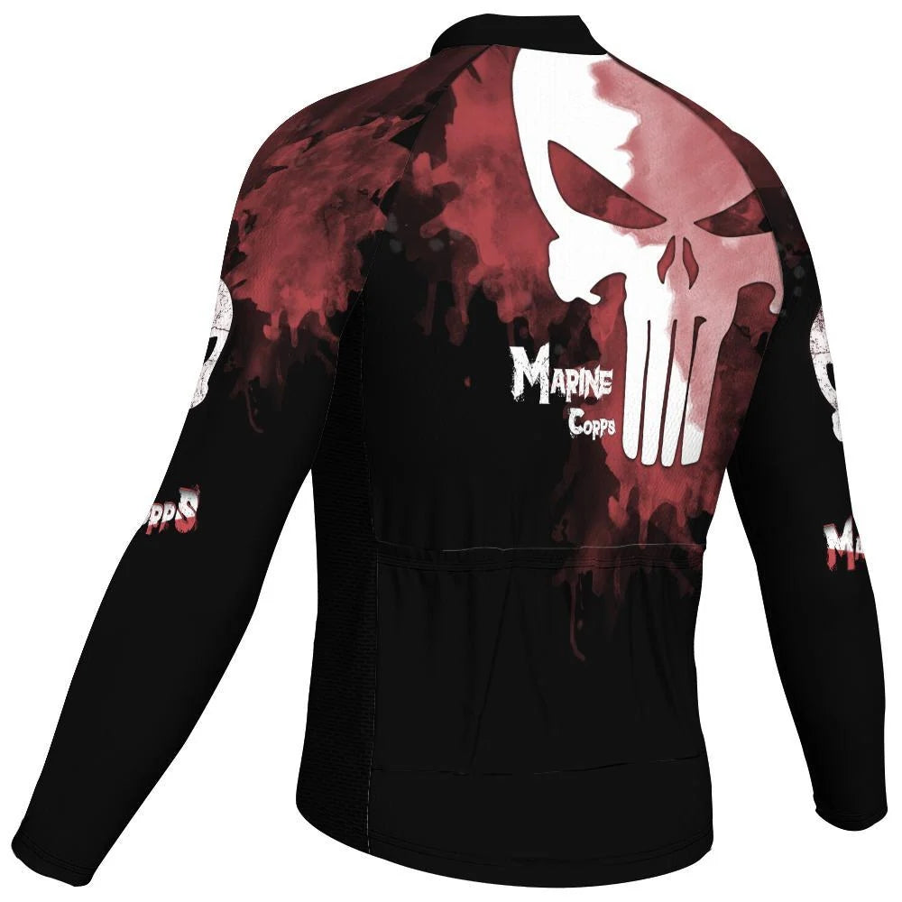 Customized Marine Corps Men's Winter Thermal Fleece Cycling Jersey Long Sleeve