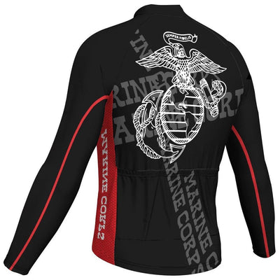 Customized Marine Corps Men's Winter Thermal Fleece Cycling Jersey Long Sleeve