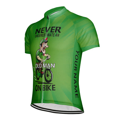 Customized Never Underestimate An Old Man On Bike Men's Cycling Jersey Short Sleeve