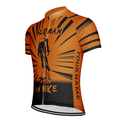 Customized Old Man On Bike Men's Cycling Jersey Short Sleeve
