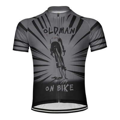 Customized Old Man On Bike Men's Cycling Jersey Short Sleeve