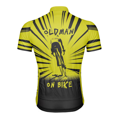 Customized Old Man On Bike Men's Cycling Jersey Short Sleeve