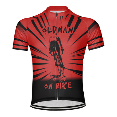 Customized Old Man On Bike Men's Cycling Jersey Short Sleeve