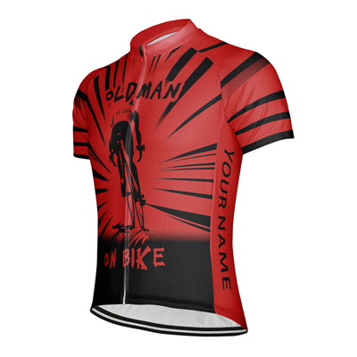 Customized Old Man On Bike Men's Cycling Jersey Short Sleeve