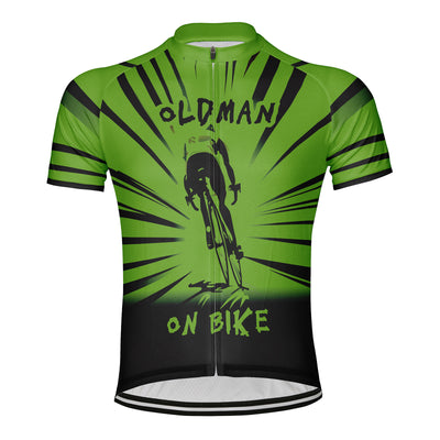Customized Old Man On Bike Men's Cycling Jersey Short Sleeve