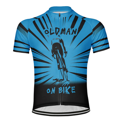 Customized Old Man On Bike Men's Cycling Jersey Short Sleeve