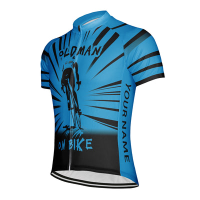 Customized Old Man On Bike Men's Cycling Jersey Short Sleeve
