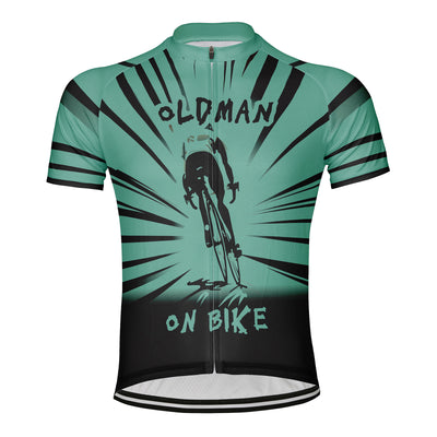 Customized Old Man On Bike Men's Cycling Jersey Short Sleeve