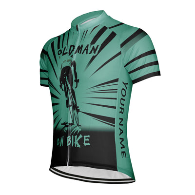 Customized Old Man On Bike Men's Cycling Jersey Short Sleeve