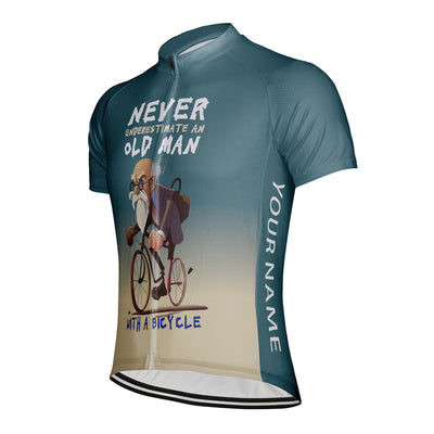 Customized Never Underestimate An Old Man With A Bicycle Men's Cycling Jersey Short Sleeve
