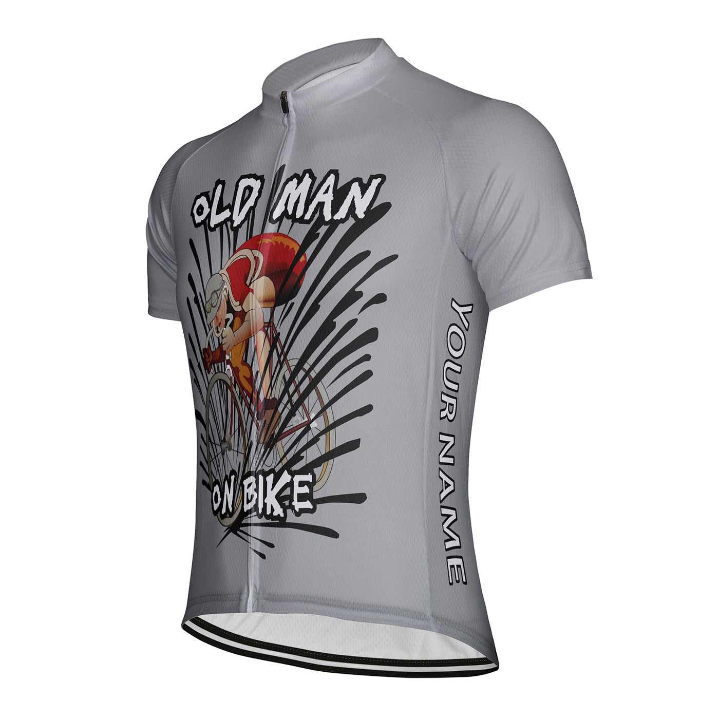 Customized Old Man On Bike Men's Cycling Jersey Short Sleeve