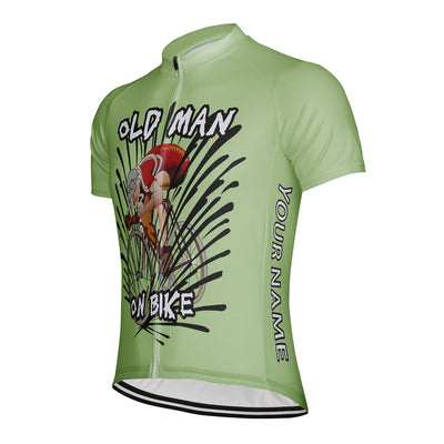 Customized Old Man On Bike Men's Cycling Jersey Short Sleeve