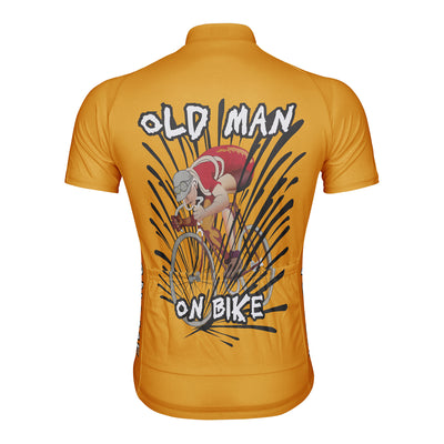 Customized Old Man On Bike Men's Cycling Jersey Short Sleeve