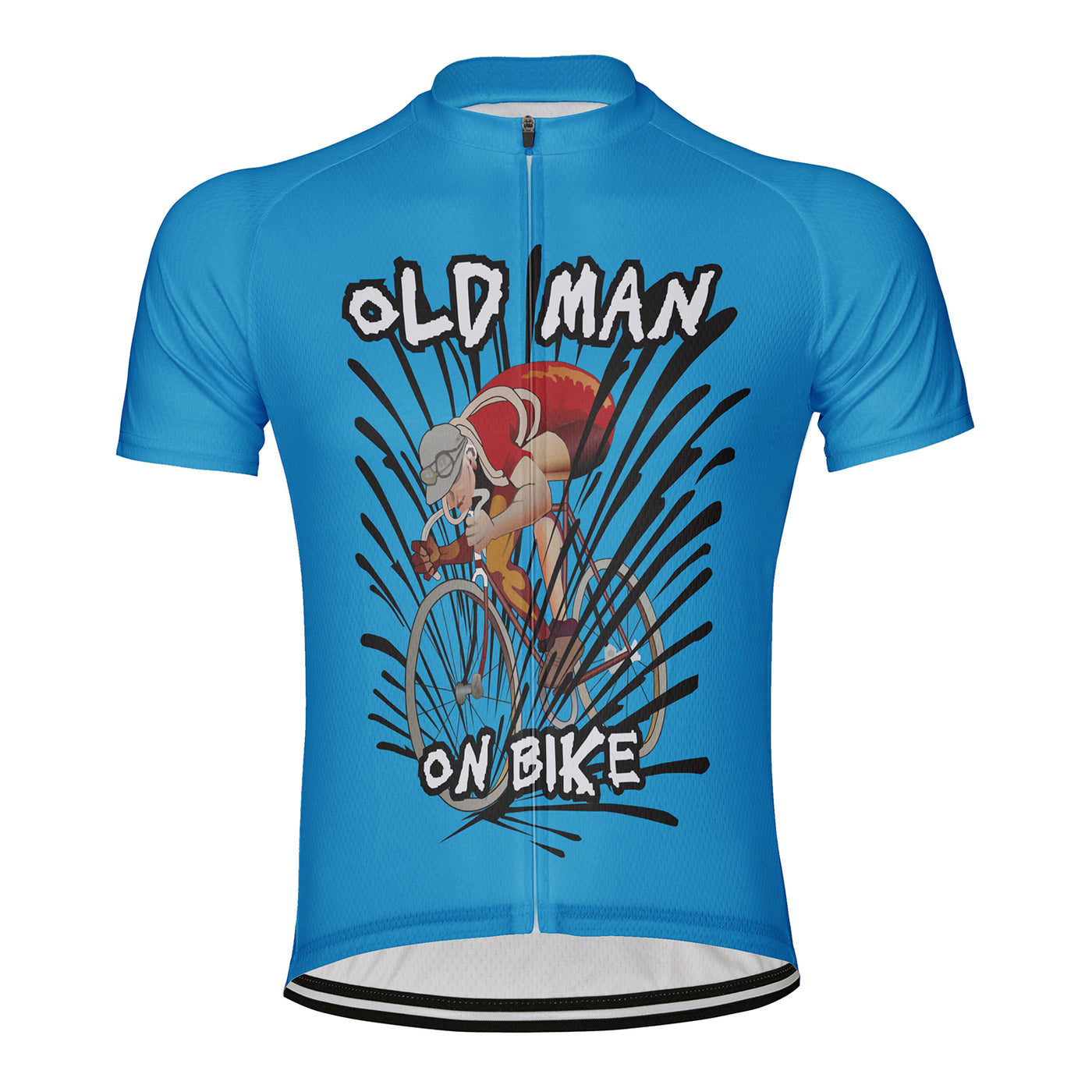 Customized Old Man On Bike Men's Cycling Jersey Short Sleeve